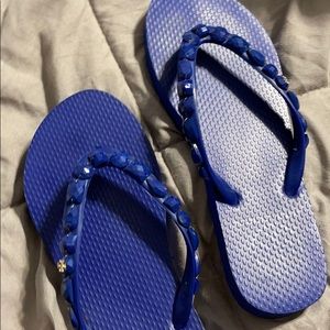 Ladies sz 5 blue Tory Burch flip flops
